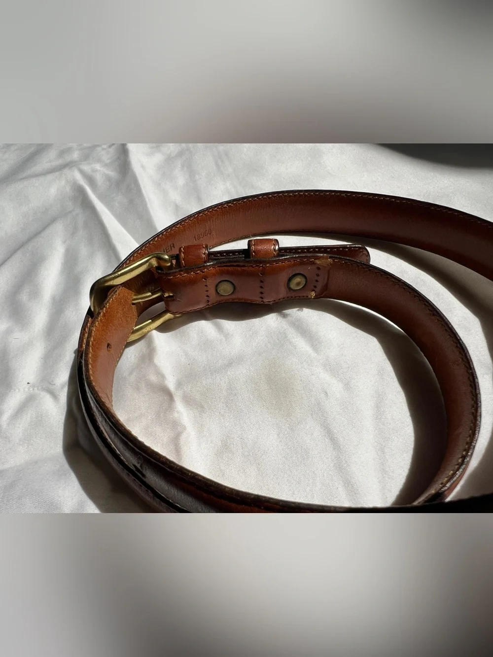 Vintage 90s J CREW brown glove tanned belt Italian leather made in USA brass